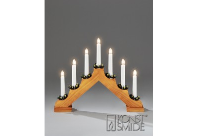 Konstsmide 7 Light Wooden Candlestick (oak finish)